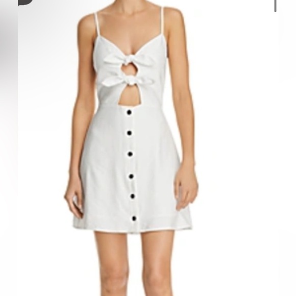 Lost and Wander Double-Tie Mini Dress in white size small - Picture 2 of 5